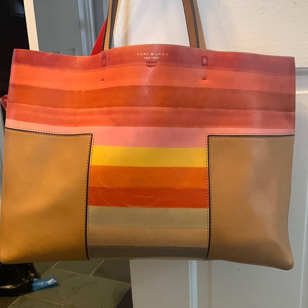 Tory Burch Block-T Degrade Leather Tote